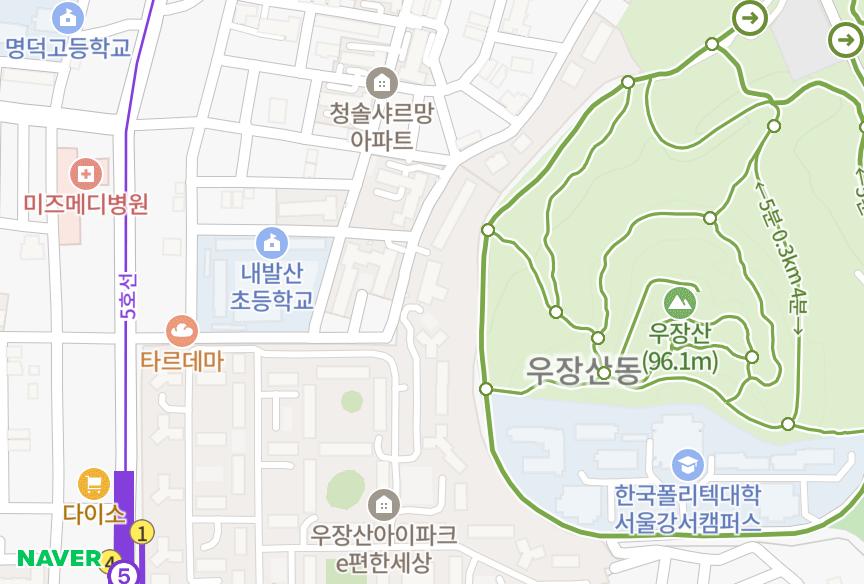서울특별시 강서구 내발산동 청솔숲속마을 위치·실거래 시세 지도