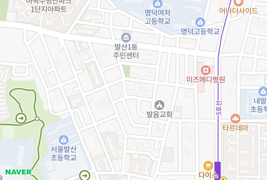 서울특별시 강서구 내발산동 청솔파인힐 위치·실거래 시세 지도