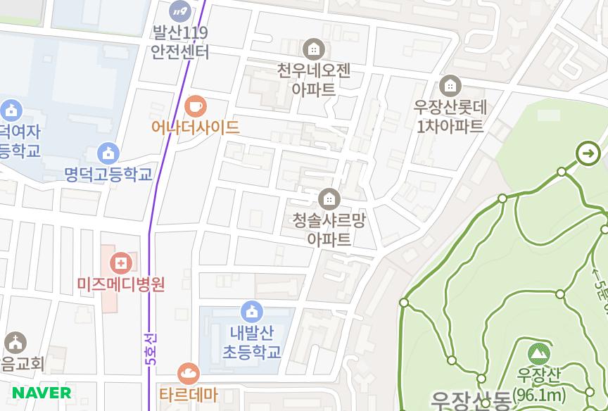 서울특별시 강서구 내발산동 청솔샤르망 위치·실거래 시세 지도