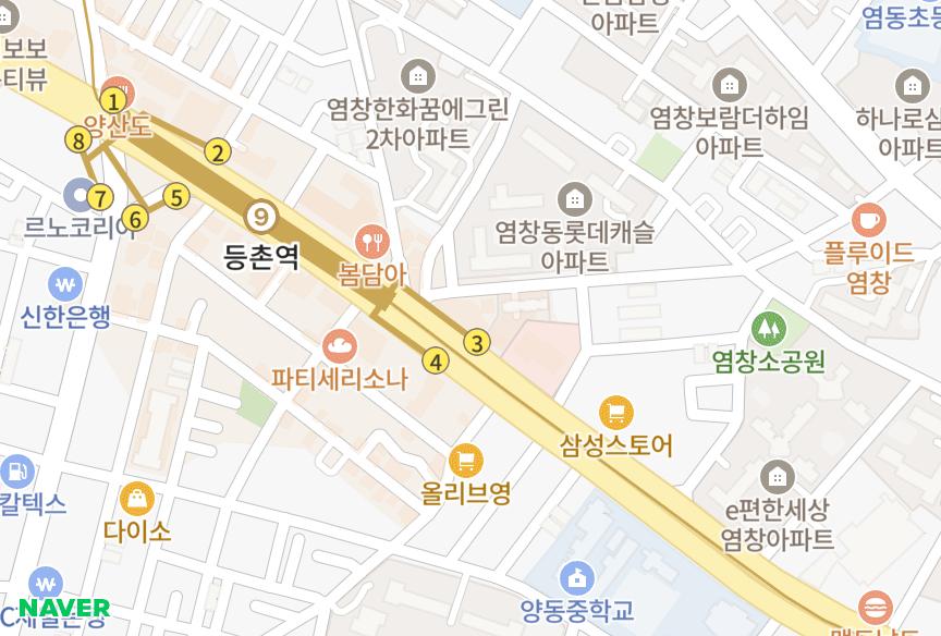 서울특별시 강서구 염창동 아르체움등촌 위치·실거래 시세 지도
