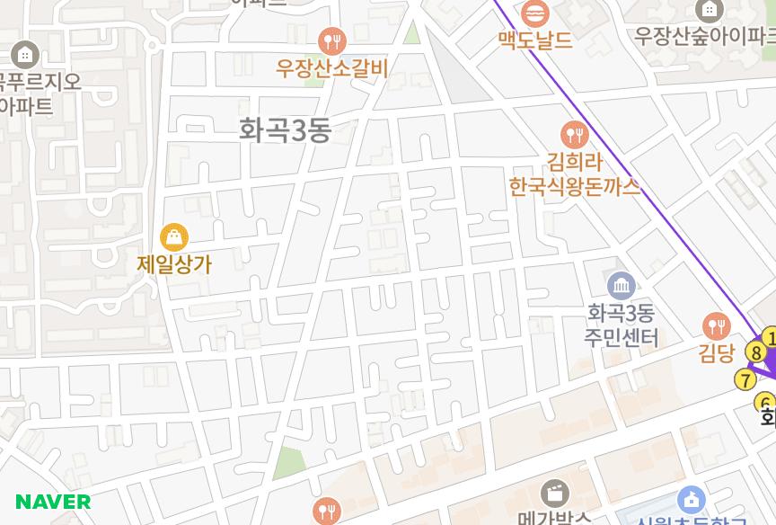 서울특별시 강서구 화곡동 제이월드 위치·실거래 시세 지도