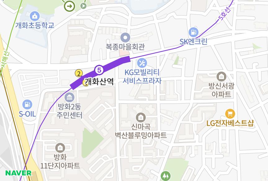서울특별시 강서구 방화동 지니스힐 위치·실거래 시세 지도