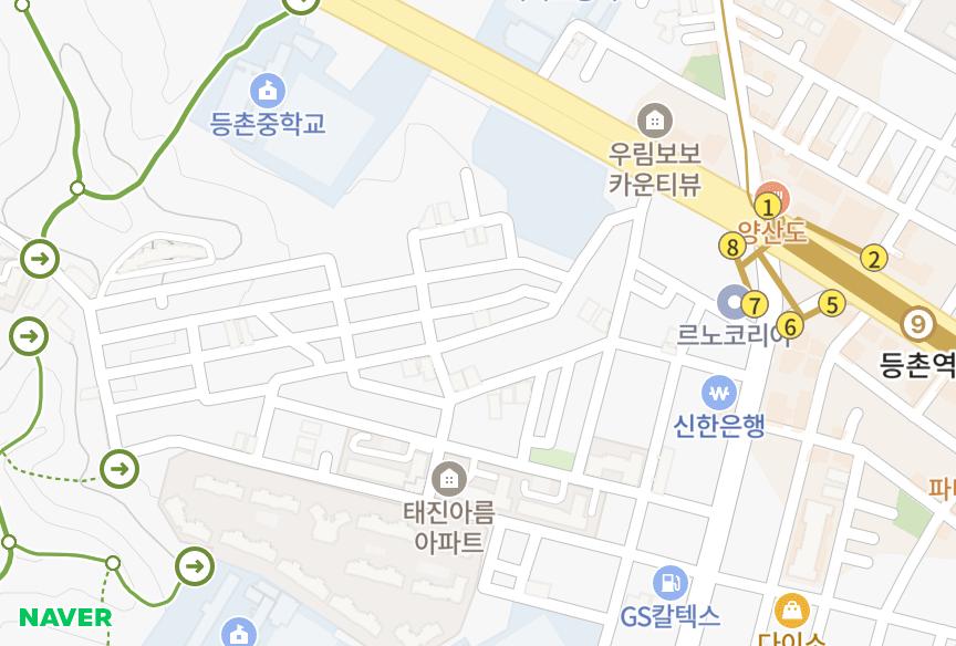 서울특별시 강서구 등촌동 등마루 위치·실거래 시세 지도