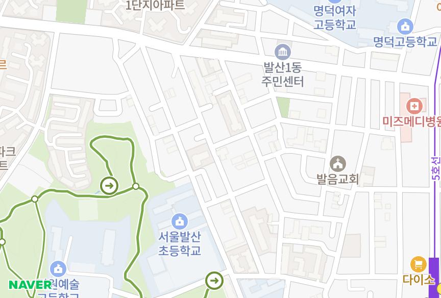 서울특별시 강서구 내발산동 내발산내츄럴1차 위치·실거래 시세 지도
