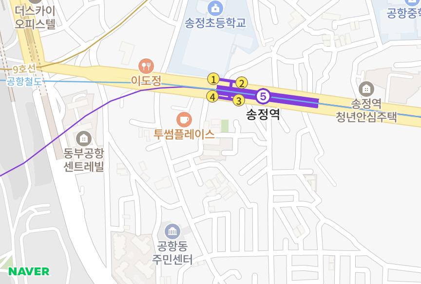 서울특별시 강서구 공항동 송정제이빌102동 위치·실거래 시세 지도