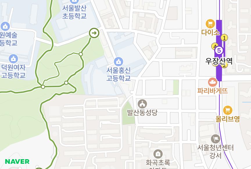 서울특별시 강서구 내발산동 내발산태승훼미리아파트5차 위치·실거래 시세 지도