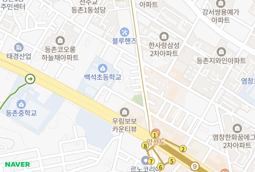 서울특별시 강서구 등촌동 삼우지엔씨 위치·실거래 시세 지도