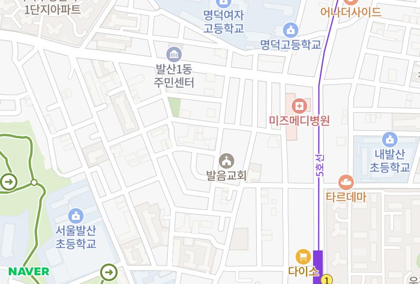 서울특별시 강서구 내발산동 한울앤하우스 위치·실거래 시세 지도