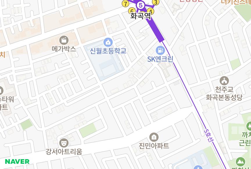 서울특별시 강서구 화곡동 대한 위치·실거래 시세 지도