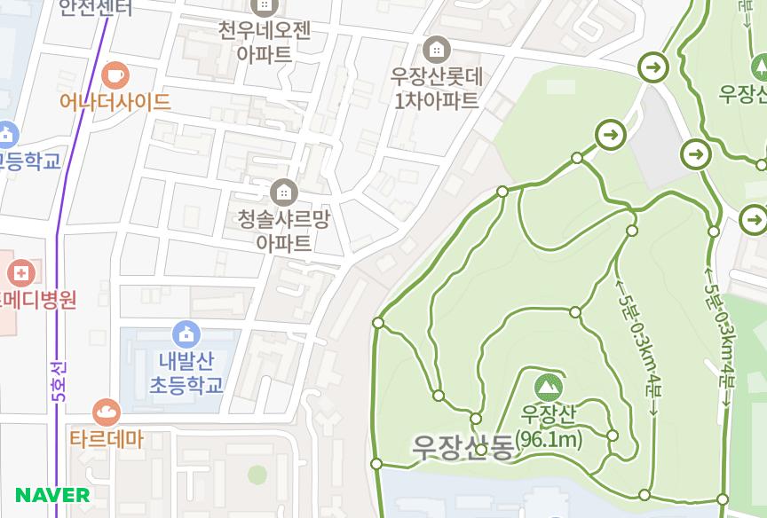 서울특별시 강서구 내발산동 홍익 위치·실거래 시세 지도