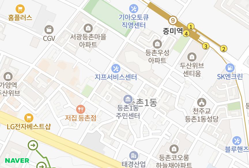 서울특별시 강서구 등촌동 천우네오젠아파트(637-18번지) 위치·실거래 시세 지도