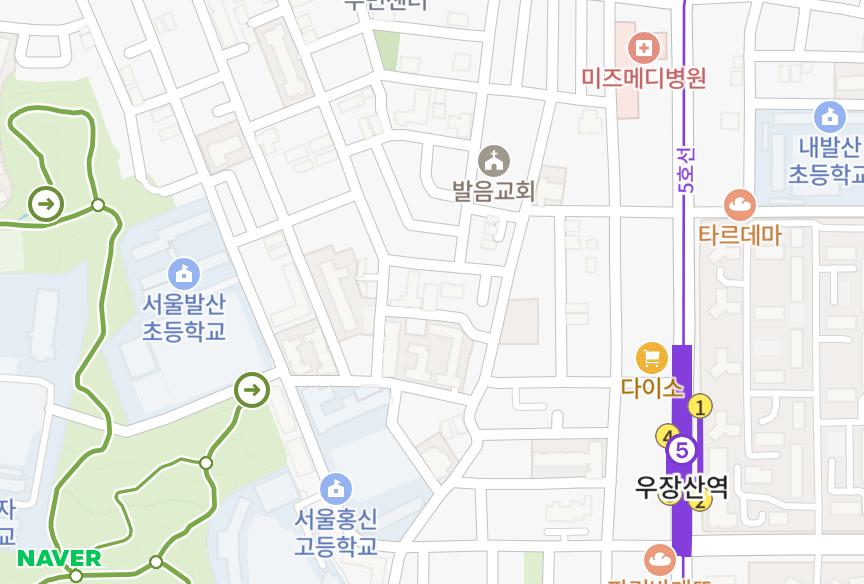 서울특별시 강서구 내발산동 한서1,2차 위치·실거래 시세 지도