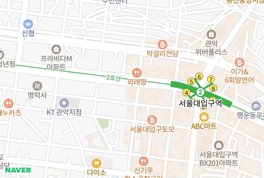 서울특별시 관악구 봉천동 관악캠퍼스타워 위치·실거래 시세 지도