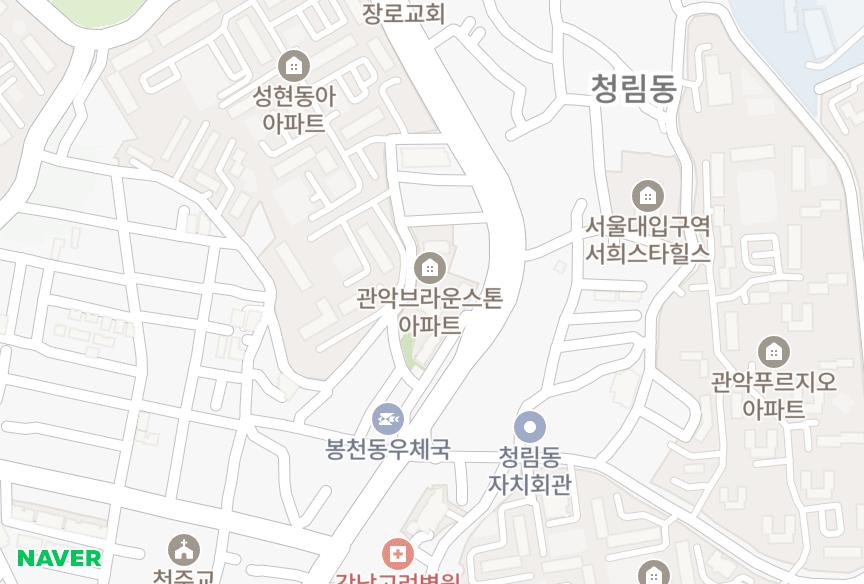 서울특별시 관악구 봉천동 브라운스톤관악 위치·실거래 시세 지도