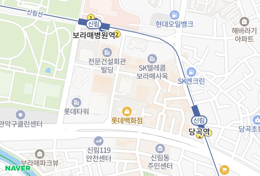 서울특별시 관악구 봉천동 해태보라매타워 위치·실거래 시세 지도