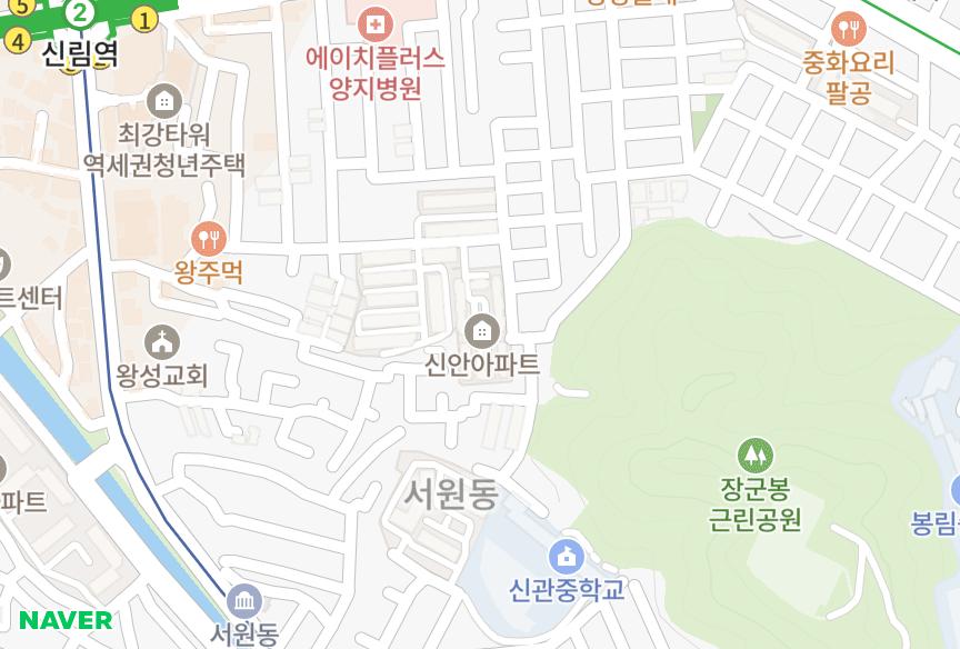 서울특별시 관악구 신림동 신안 위치·실거래 시세 지도