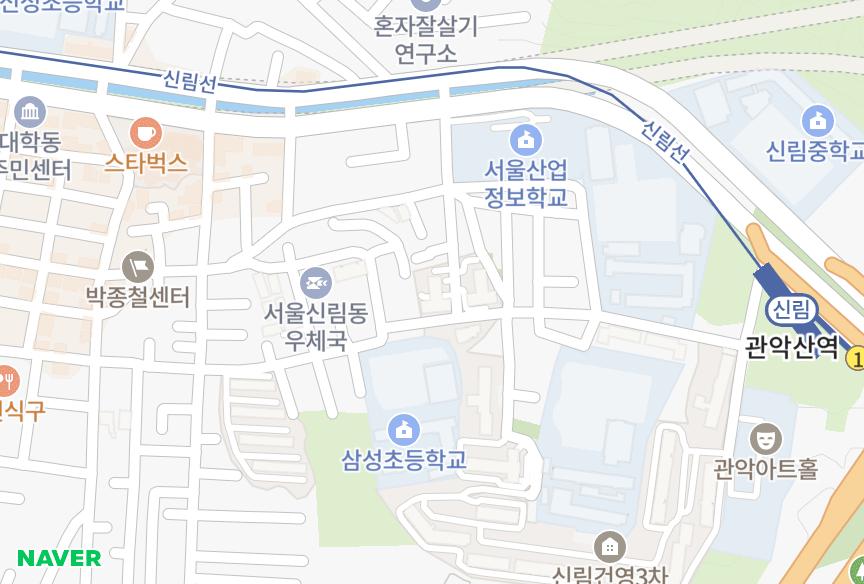 서울특별시 관악구 신림동 서초그린 위치·실거래 시세 지도