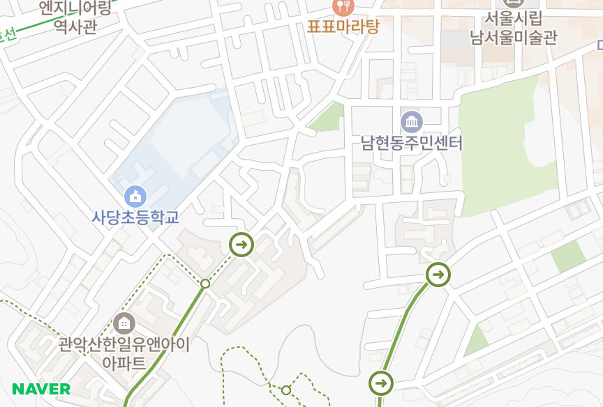 서울특별시 관악구 남현동 예성2차그린캐슬 위치·실거래 시세 지도