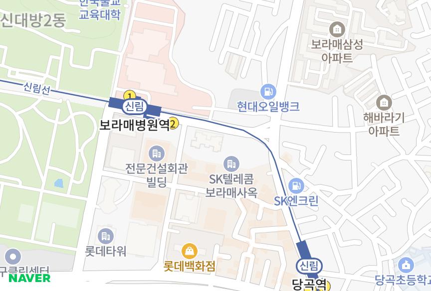서울특별시 관악구 봉천동 보라매우성 위치·실거래 시세 지도