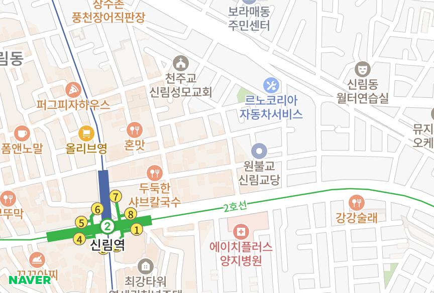 서울특별시 관악구 신림동 신림큐브 위치·실거래 시세 지도