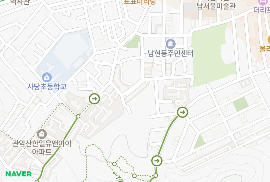 서울특별시 관악구 남현동 남현예성그린캐슬1차 위치·실거래 시세 지도