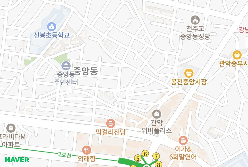 서울특별시 관악구 봉천동 백상앨리츠 위치·실거래 시세 지도