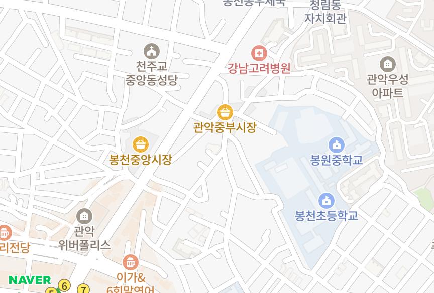 서울특별시 관악구 봉천동 관악태우미소가 위치·실거래 시세 지도