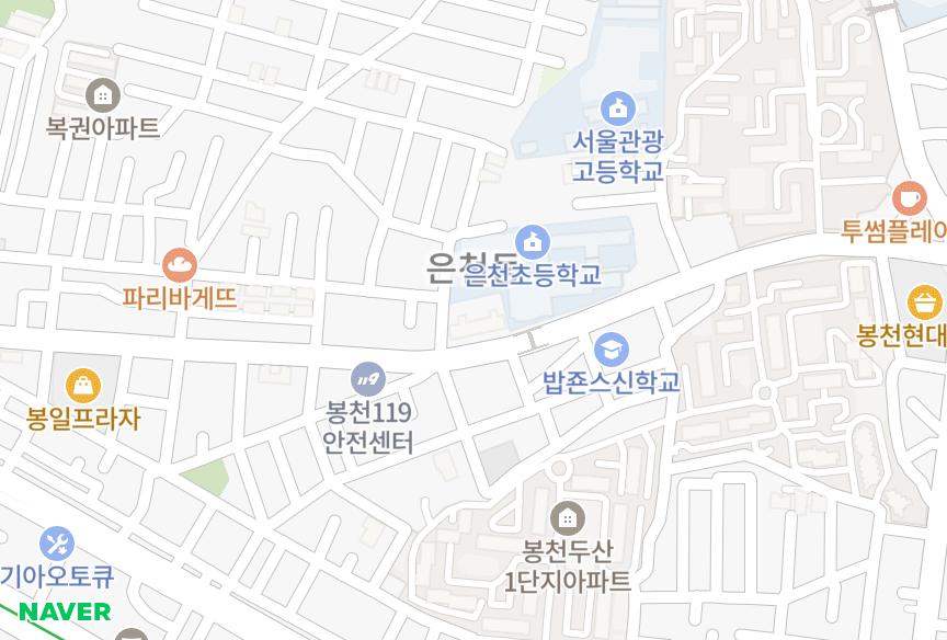 서울특별시 관악구 봉천동 은천누리에뜰 위치·실거래 시세 지도