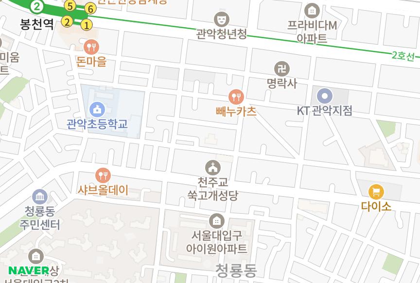 서울특별시 관악구 신림동 늘푸른 위치·실거래 시세 지도