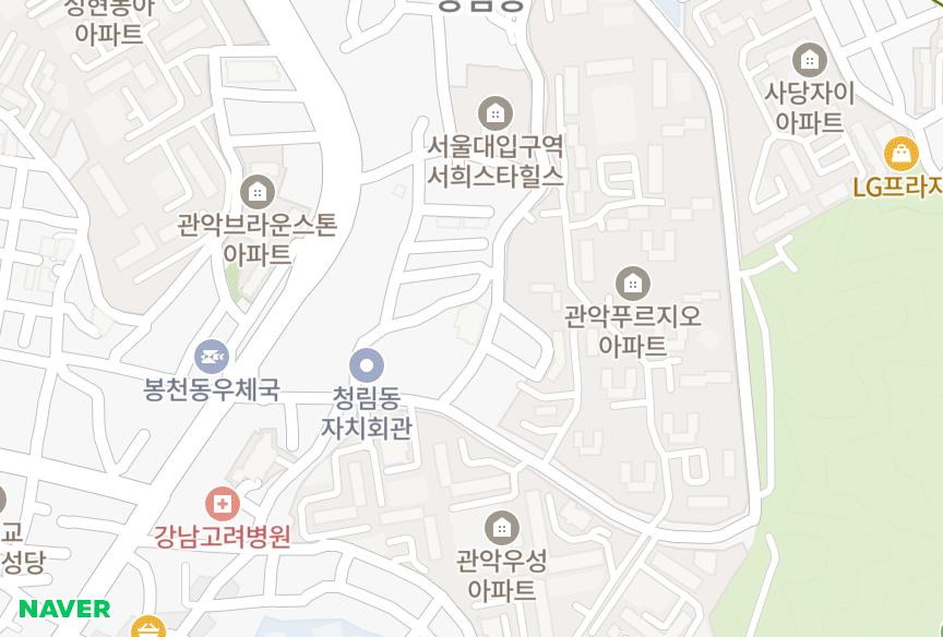 서울특별시 관악구 봉천동 대영 위치·실거래 시세 지도
