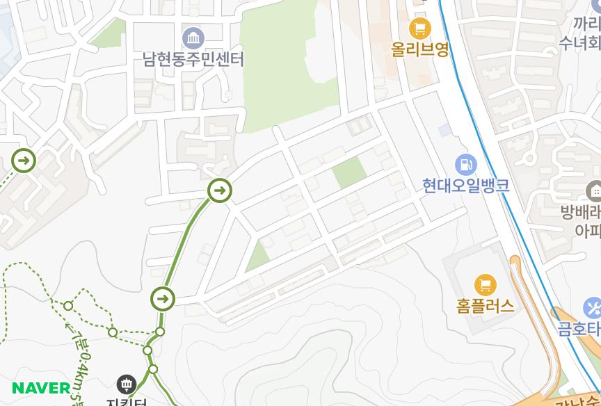 서울특별시 관악구 남현동 샌트앤빌 위치·실거래 시세 지도
