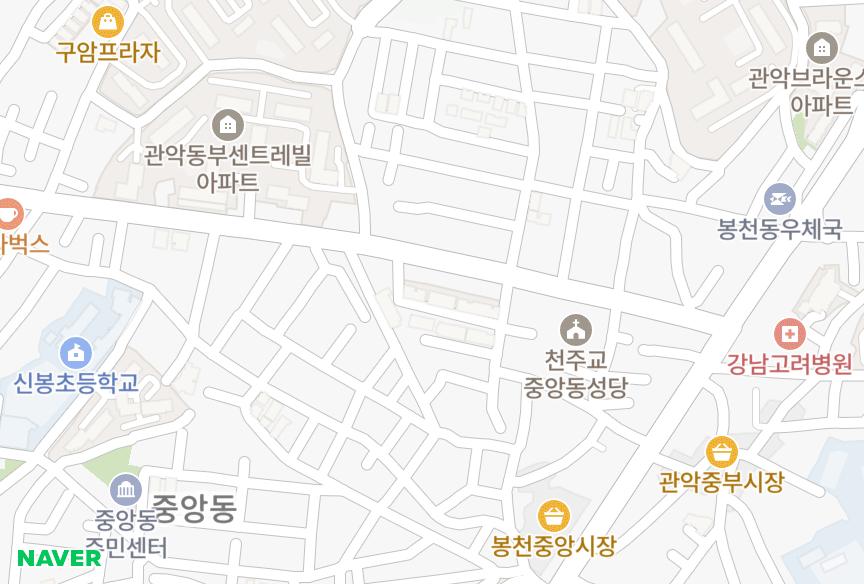 서울특별시 관악구 봉천동 카후나빌 위치·실거래 시세 지도
