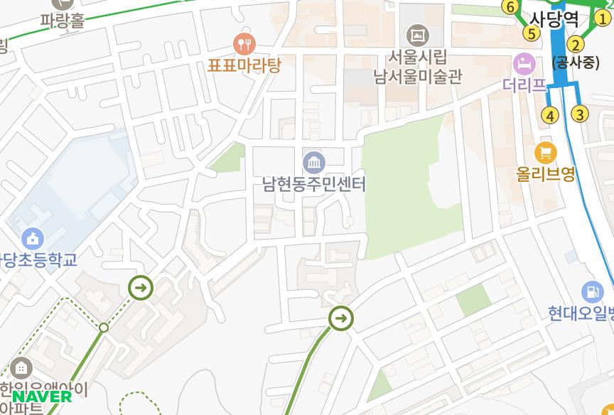 서울특별시 관악구 남현동 플라워스위트101동102동 위치·실거래 시세 지도