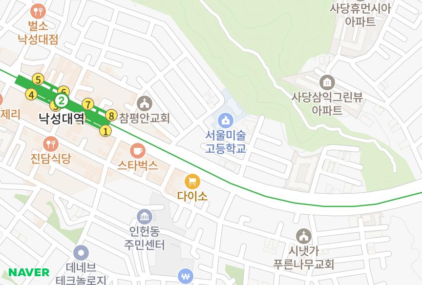 서울특별시 관악구 봉천동 관악캐스빌 위치·실거래 시세 지도