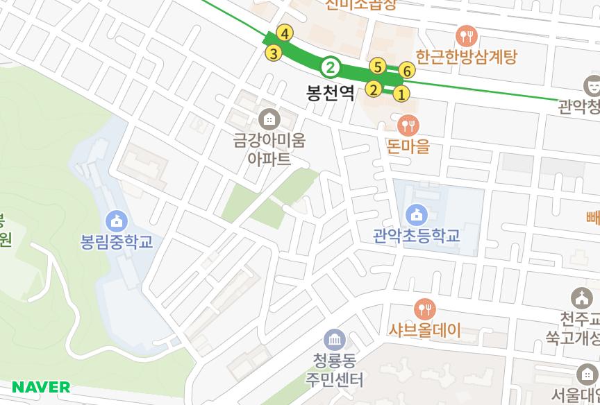 서울특별시 관악구 봉천동 봉천두솔 위치·실거래 시세 지도