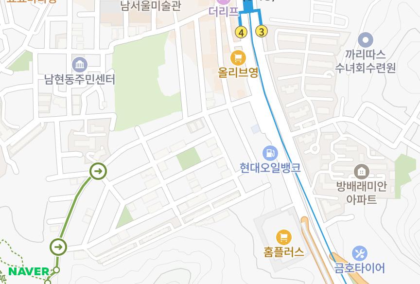 서울특별시 관악구 남현동 현대빌라트 위치·실거래 시세 지도