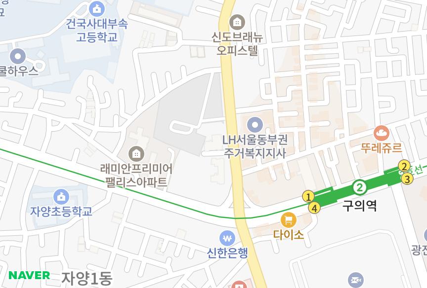서울특별시 광진구 자양동 구의현대하이엘 위치·실거래 시세 지도