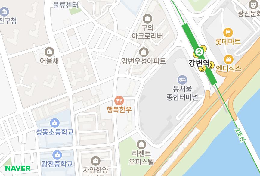 서울특별시 광진구 구의동 강변현대하이엘 위치·실거래 시세 지도