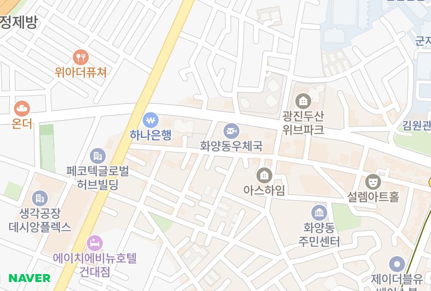 서울특별시 광진구 화양동 광진청년생활 위치·실거래 시세 지도