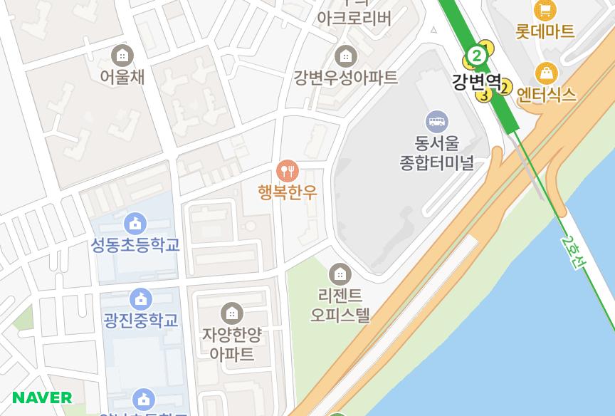 서울특별시 광진구 구의동 광진해모로리버뷰 위치·실거래 시세 지도