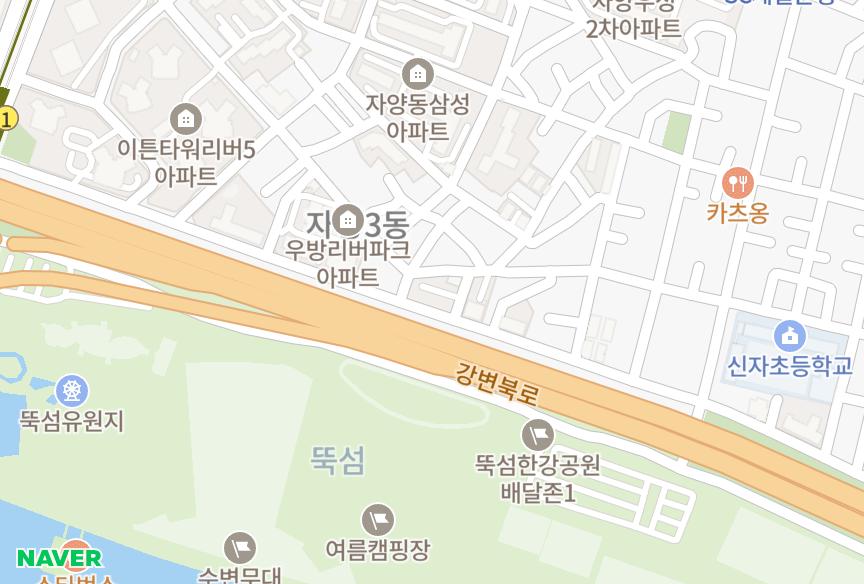 서울특별시 광진구 자양동 대원리버빌 위치·실거래 시세 지도