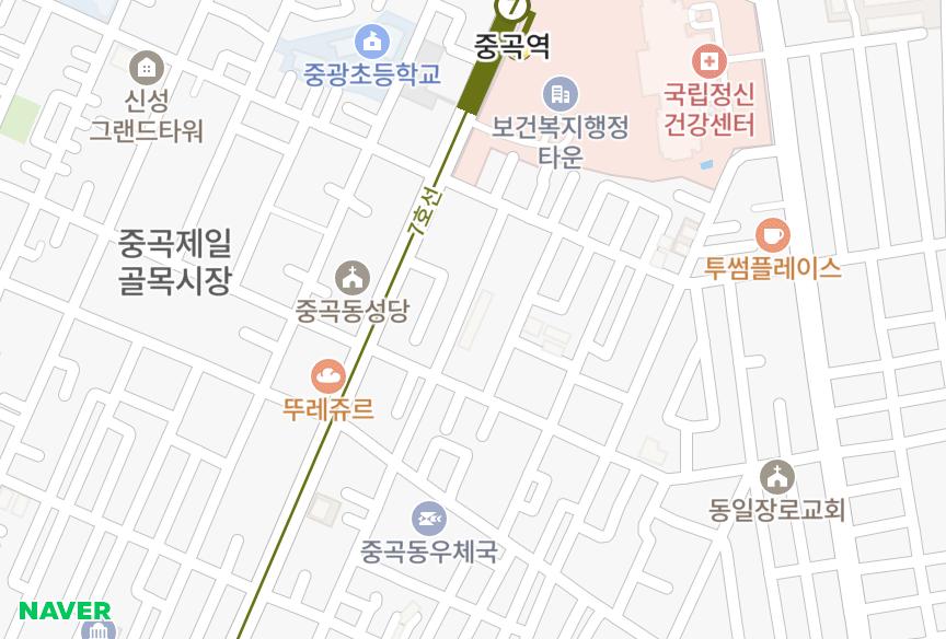 서울특별시 광진구 중곡동 삼민 위치·실거래 시세 지도