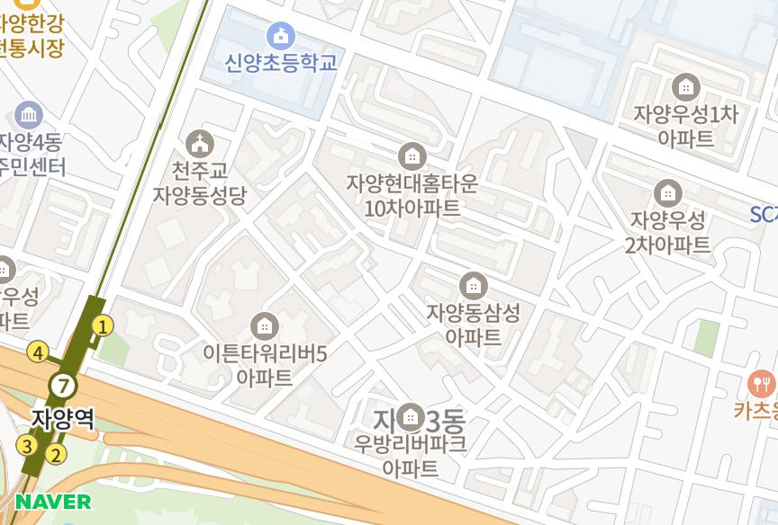 서울특별시 광진구 자양동 한강로얄 위치·실거래 시세 지도