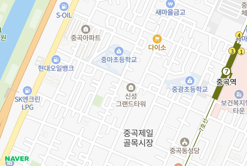 서울특별시 광진구 중곡동 신성그랜드타워 위치·실거래 시세 지도