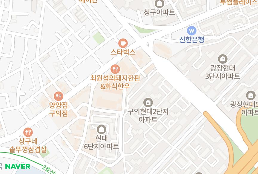 서울특별시 광진구 구의동 강변 위치·실거래 시세 지도