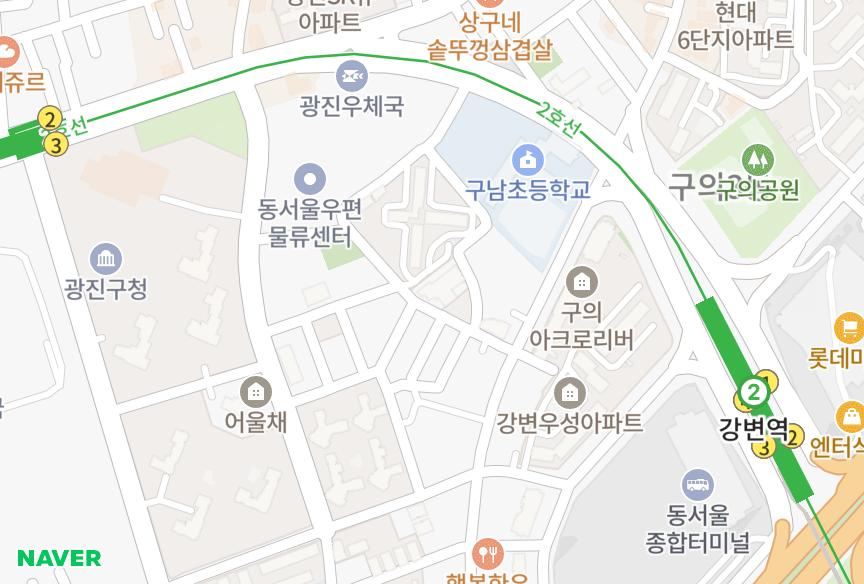 서울특별시 광진구 구의동 파르네빌 위치·실거래 시세 지도