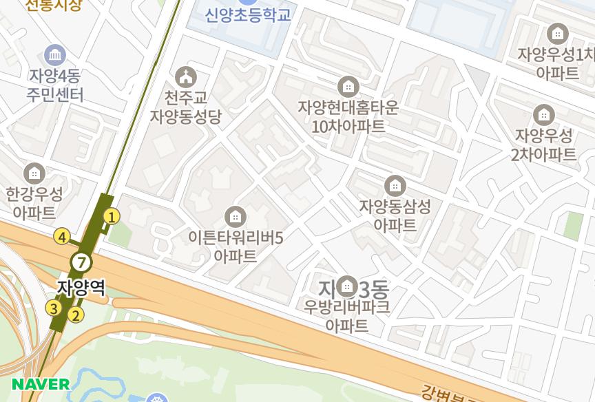 서울특별시 광진구 자양동 대종리버빌 위치·실거래 시세 지도