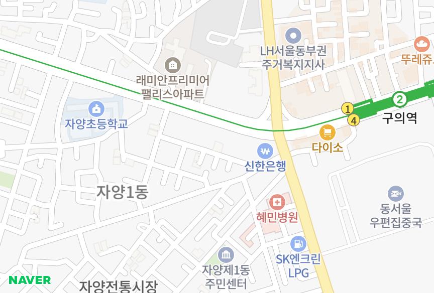 서울특별시 광진구 자양동 태천해오름 위치·실거래 시세 지도