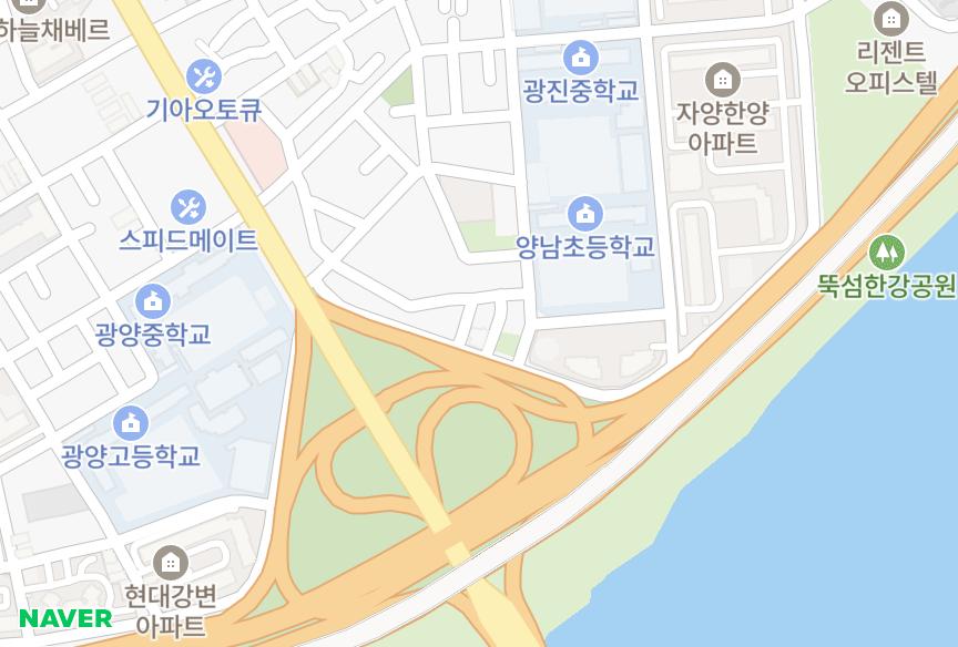 서울특별시 광진구 자양동 파라다이스리버빌 위치·실거래 시세 지도