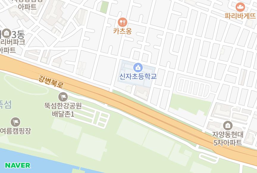 서울특별시 광진구 자양동 한강이레 위치·실거래 시세 지도